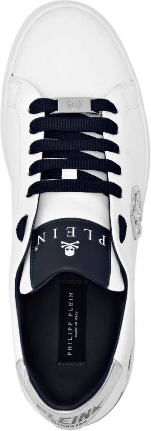 Philipp Plein Blauwe Leren Sneakers Platte Schoenen White Heren