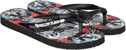 Philipp Plein Comfortabele synthetische slippers Zwart Unisex
