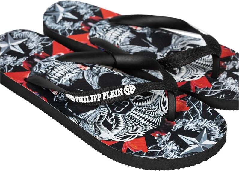 Philipp Plein Comfortabele synthetische slippers Zwart Unisex