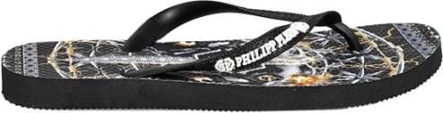 Philipp Plein Stijlvolle synthetische slippers Zwart Unisex