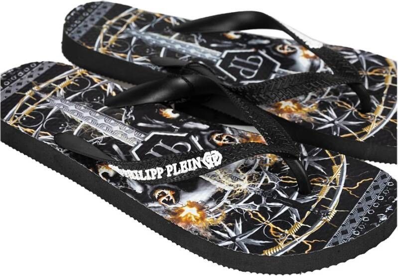 Philipp Plein Stijlvolle synthetische slippers Zwart Unisex