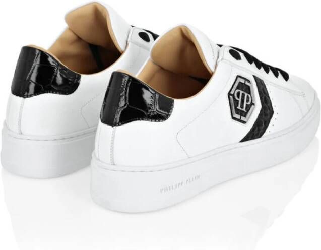 Philipp Plein Hexagon Low-Top Leren Sneakers White Heren