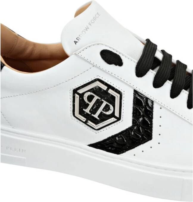Philipp Plein Hexagon Low-Top Leren Sneakers White Heren