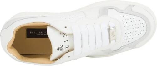 Philipp Plein Leren Lo-Top Sneakers in Wit White Heren