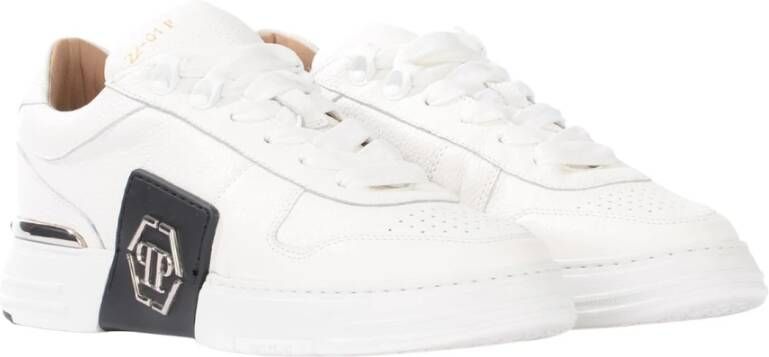 Philipp Plein Lo-top sneakers Phantom Kick $ lederen platina zeshoek Wit Heren