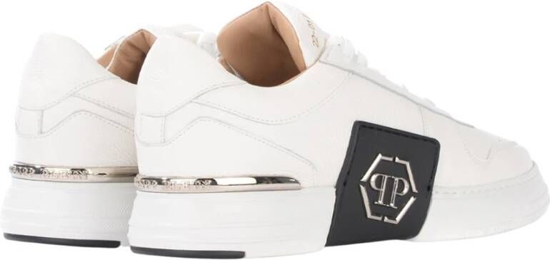 Philipp Plein Lo-top sneakers Phantom Kick $ lederen platina zeshoek Wit Heren