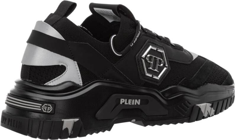 Philipp Plein Zwarte Sneakers met Katoenmix Black Heren Schoenen