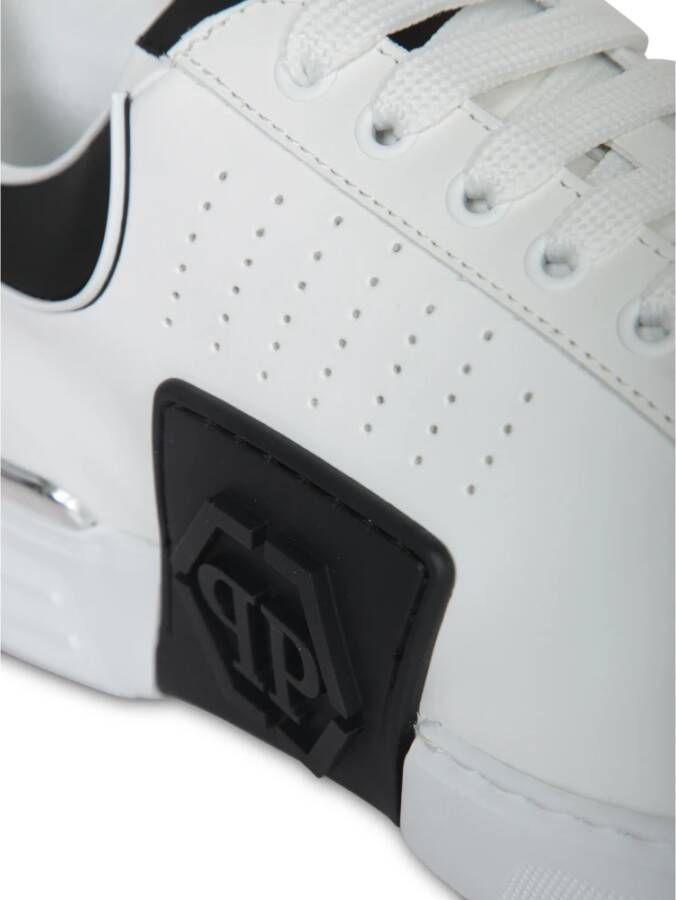 Philipp Plein Reliëf wit leren sneakers