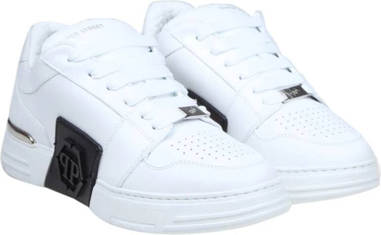 Philipp Plein Wit Leren Hexagon Sneakers Wit Heren