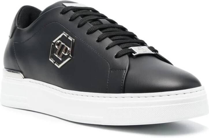 Philipp Plein Zwarte Hexagon Lage Sneakers voor Heren Zwart Heren