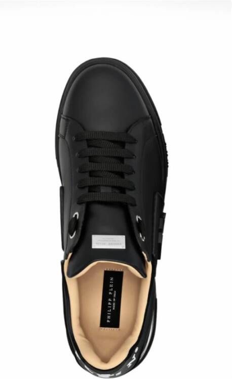 Philipp Plein Zwarte Leren Hexagon Sneakers Zwart Heren