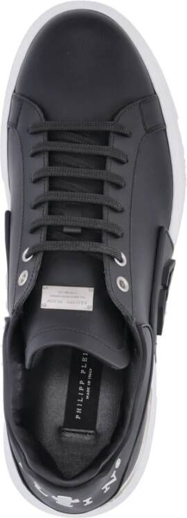 Philipp Plein Zwarte Leren Herensneakers Zwart Heren