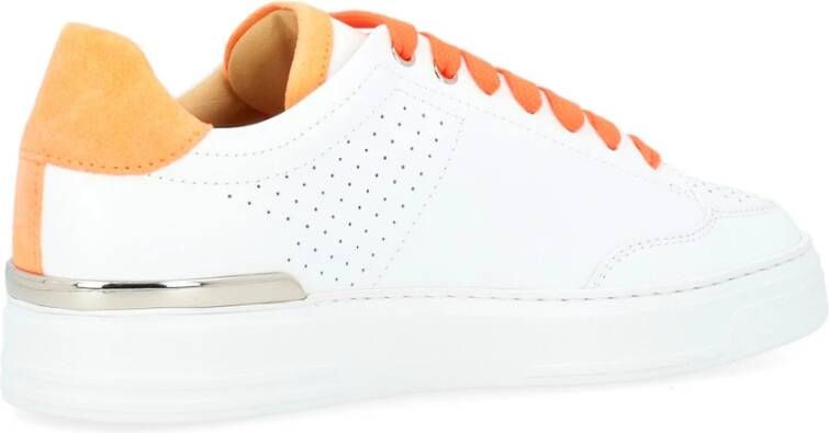 Philipp Plein Wit en Oranje Geperforeerde Leren Sneakers White Heren