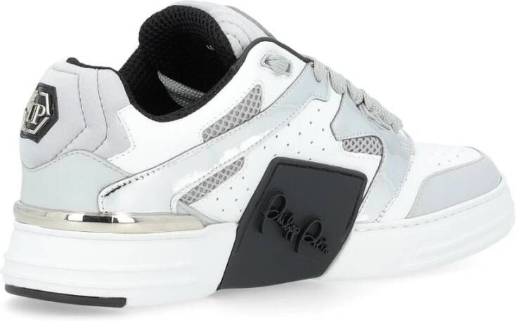 Philipp Plein Witte en Zilveren Lo-Top Sneaker White Heren
