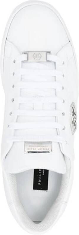 Philipp Plein Witte Leren Veterschoenen White Heren