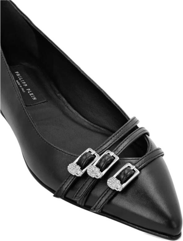 Philipp Plein Zwarte Ballerina's met Gespdetails