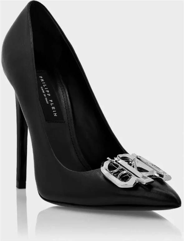 Philipp Plein Zwarte Gothic logo hoge hakken