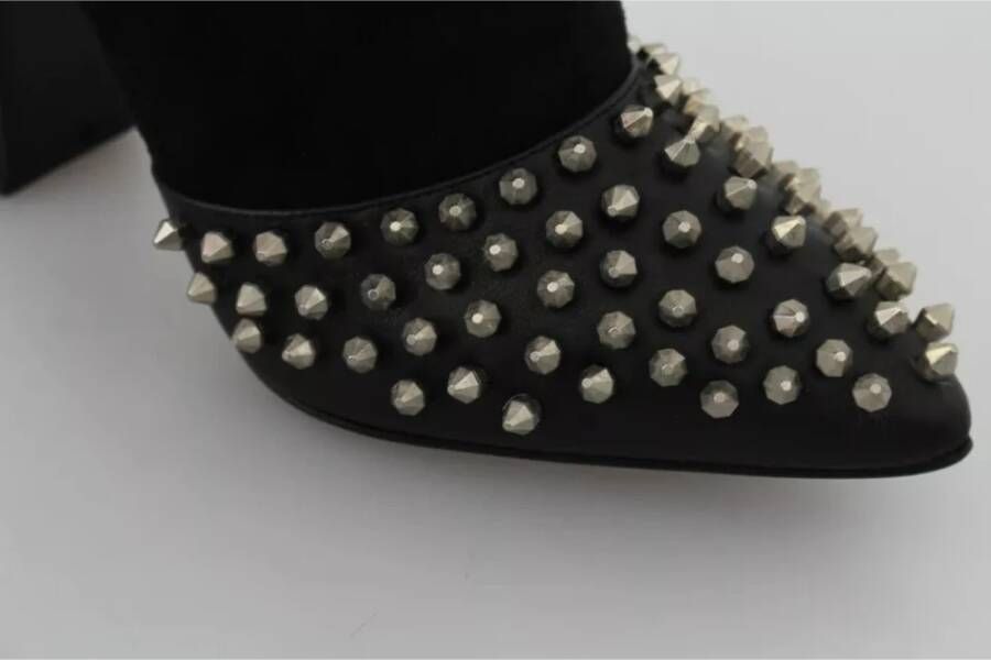 Philipp Plein Zwarte Suede Enkellaarsjes met Noppen