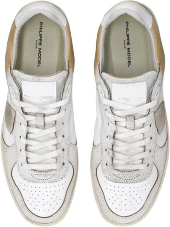Philippe Model Ambachtelijke Kraak Wit Zand Sneakers