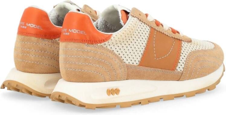 Philippe Model Beige en Oranje Suède Sneaker Tour Multicolor Heren