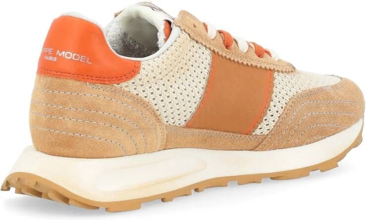 Philippe Model Beige en Oranje Suède Sneaker Tour Multicolor Heren