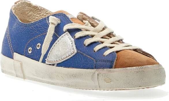 Philippe Model Blauw Leren Lage Sneakers Multicolor Heren