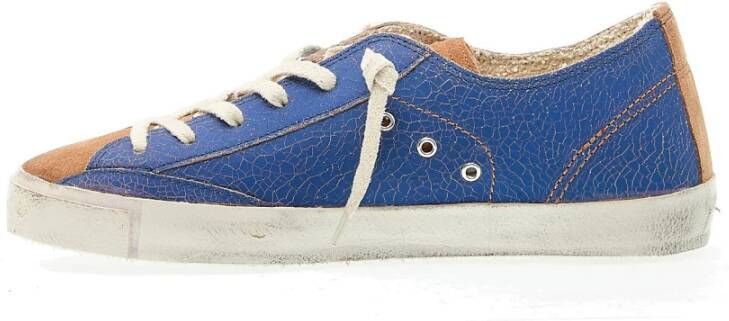 Philippe Model Blauw Leren Lage Sneakers Multicolor Heren