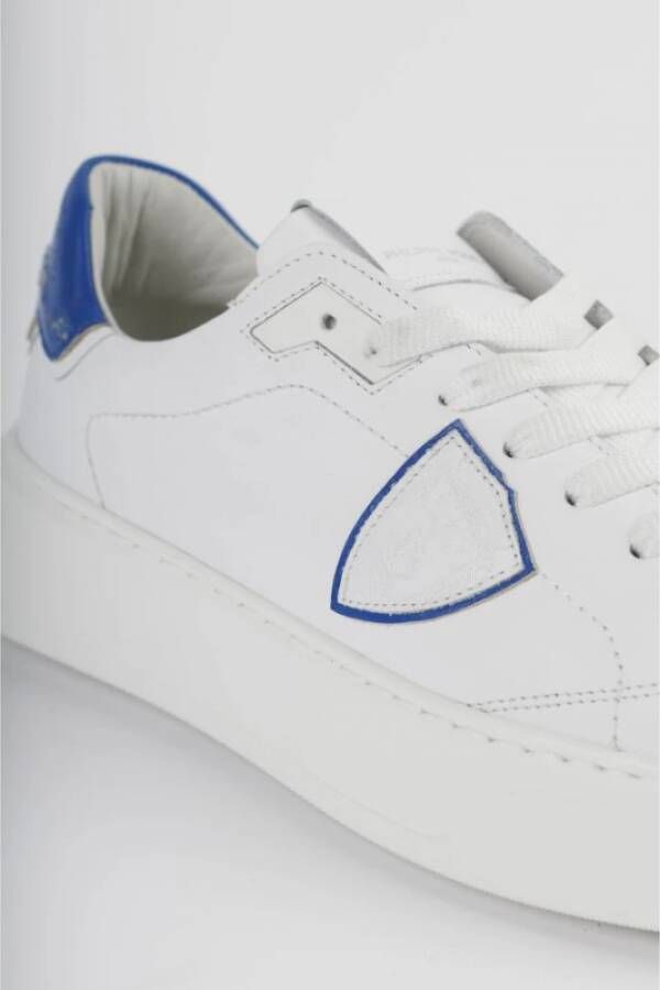 Philippe Model Blauwe Geborduurde Leren Sneakers White Heren