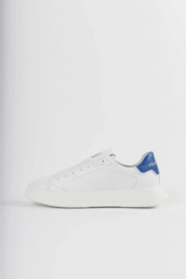 Philippe Model Blauwe Geborduurde Leren Sneakers White Heren