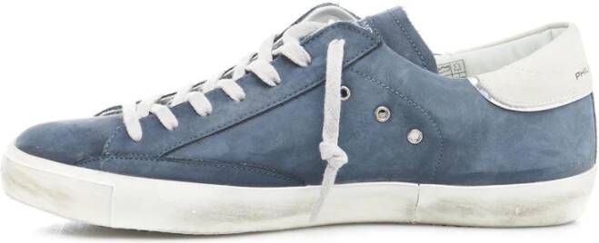 Philippe Model Blauwe Leren Sneakers voor Heren Blauw Heren