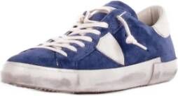 Philippe Model Blauwe Sneakers met Zij- en Achterlogo