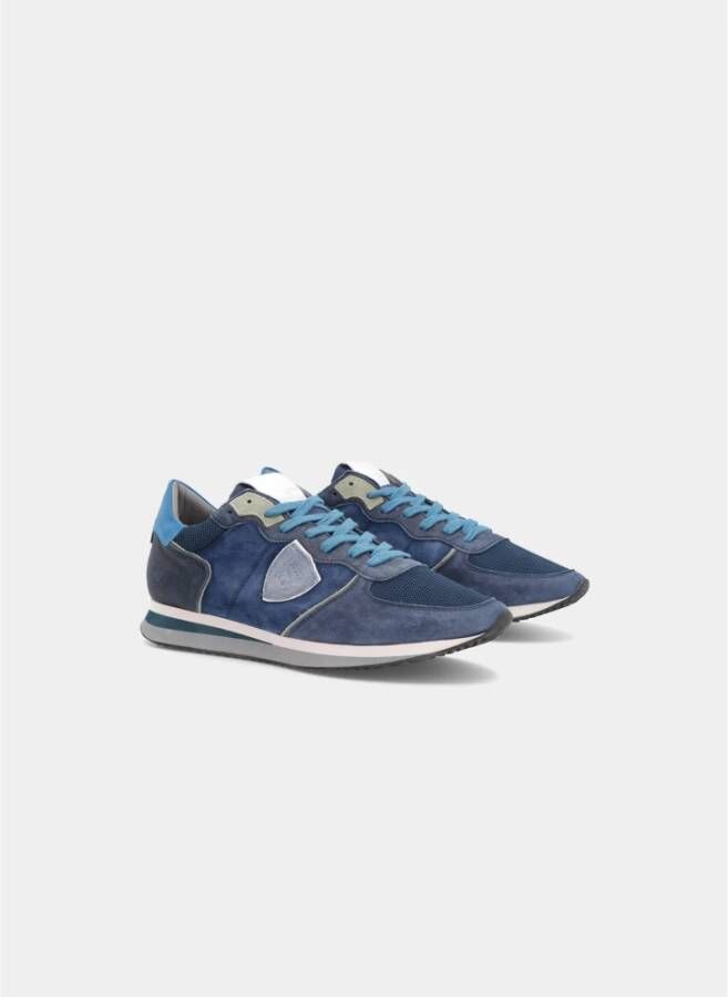 Philippe Model Blauwe Vintage Sneakers voor Heren Blauw Heren