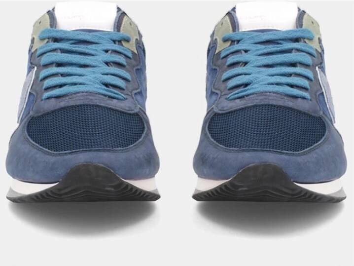 Philippe Model Blauwe Vintage Sneakers voor Heren Blauw Heren