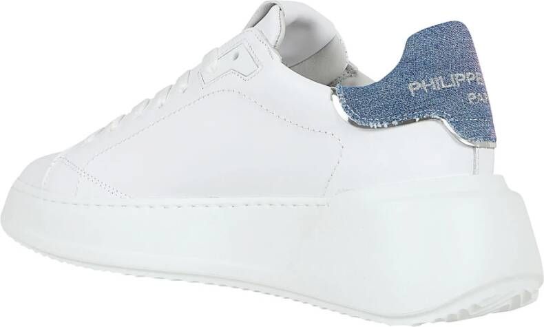 Philippe Model Denim Wit Blauw Lage Sneakers White Dames