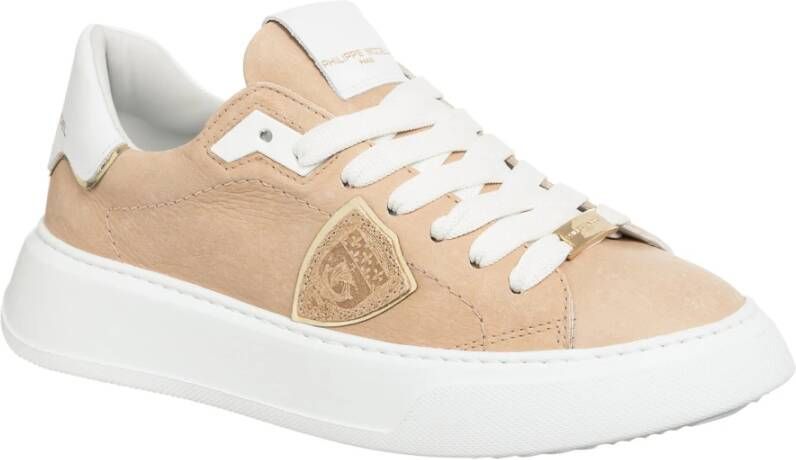 Philippe Model Eenvoudige Veterschoenen voor Temple Beige Dames