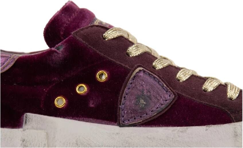 Philippe Model Fluwelen Vetersneakers Vintage Stijl