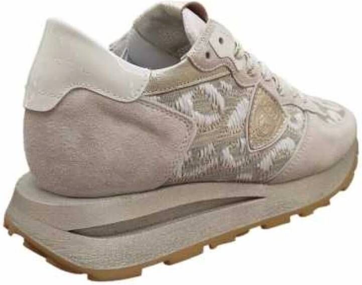 Philippe Model Geborduurde Zand Wit Goud Sneakers