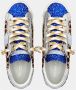 Philippe Model Glitter Lage Sneakers met Zilver Leer en Luipaardprint Blauw Dames - Thumbnail 4