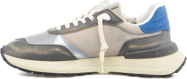 Philippe Model Grijze Sneakers Aw23 Leer en Textiel Rubberen Zool Grijs Heren