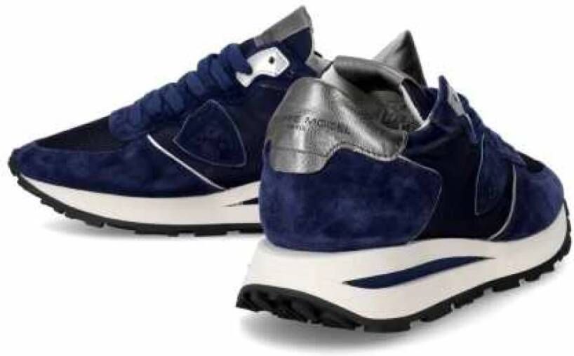 Philippe Model Hoge Marineblauwe Sneakers met Zilveren Spoiler