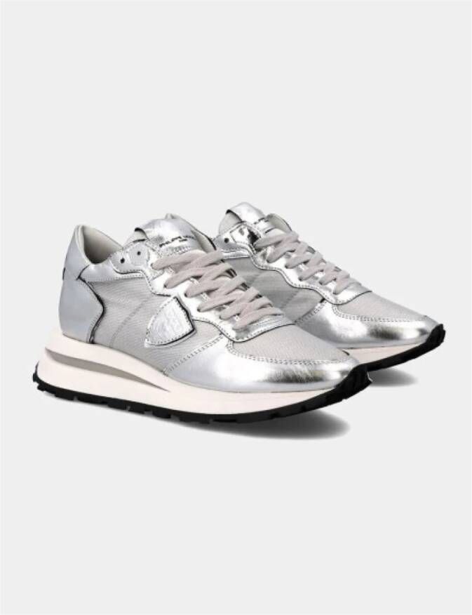 Philippe Model Hoge Top Zilver Metallic Sneakers Gray Dames