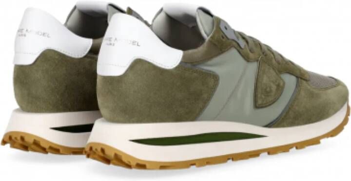 Philippe Model Hoge Tropez Sneakers in Khaki Suède en Nylon Green Heren