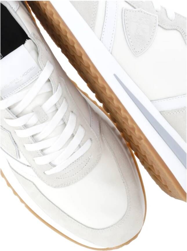 Philippe Model Ivoor Leren Sneakers met Contrasterende Details Beige Heren