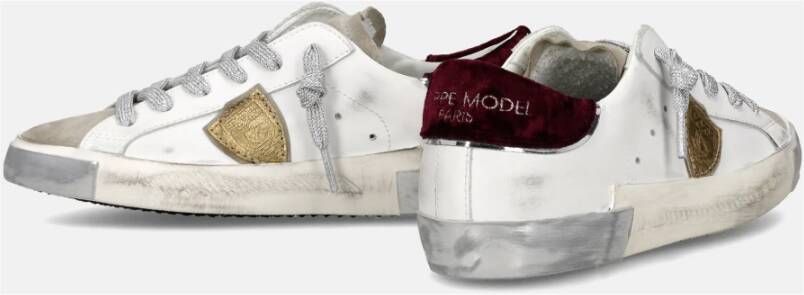 Philippe Model Lage Dames Sneaker in Wit Leer