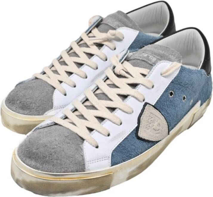 Philippe Model Lage Sneakers Mixage Denim Grijs