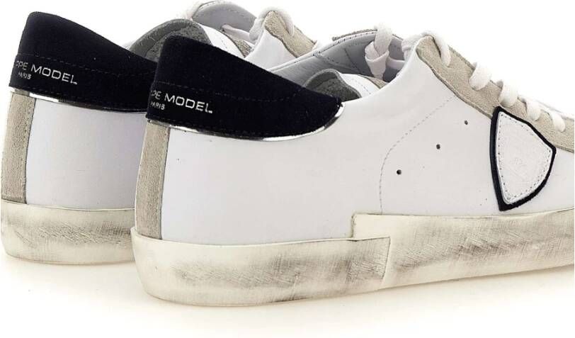 Philippe Model Leren Sneakers in Wit en Blauw