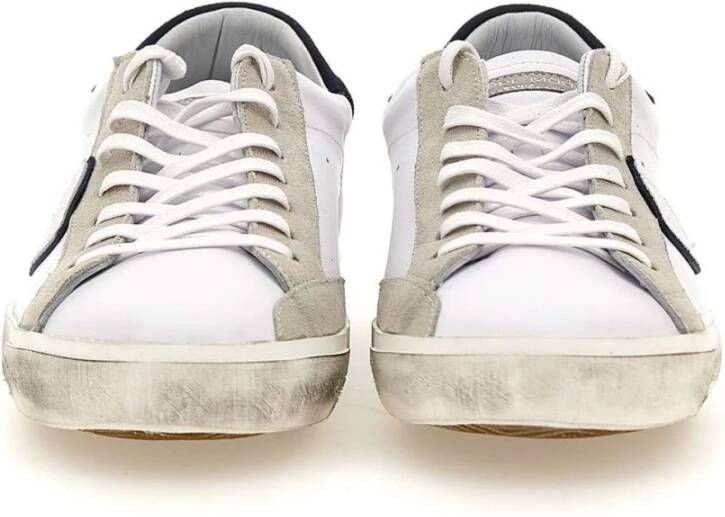Philippe Model Leren Sneakers in Wit en Blauw White Heren