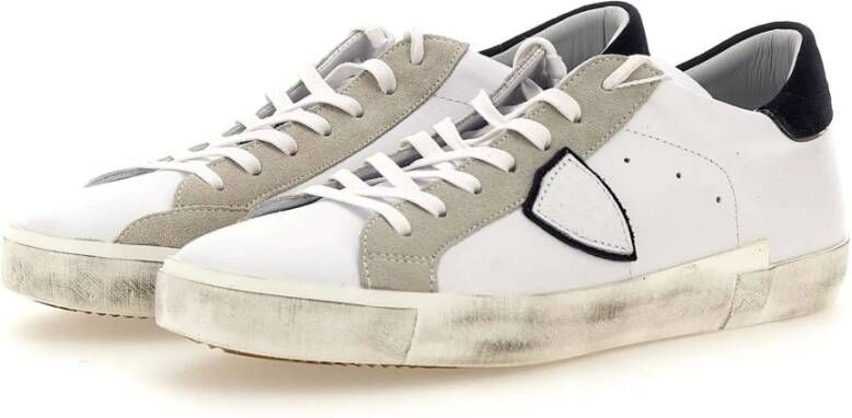 Philippe Model Leren Sneakers in Wit en Blauw White Heren