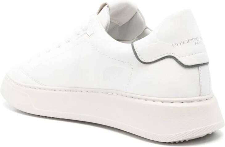 Philippe Model Leren sneakers met logoplaatje White Heren