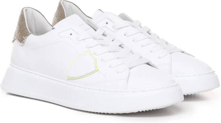 Philippe Model Logo Sneakers met Contrast Hiel White Heren